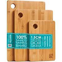 Tablas De Cortar Cocina en Madera Premium Extra-Gruesas - Juego de 3 Piezas en Madera de Bambú Para Picar - 33x22cm…